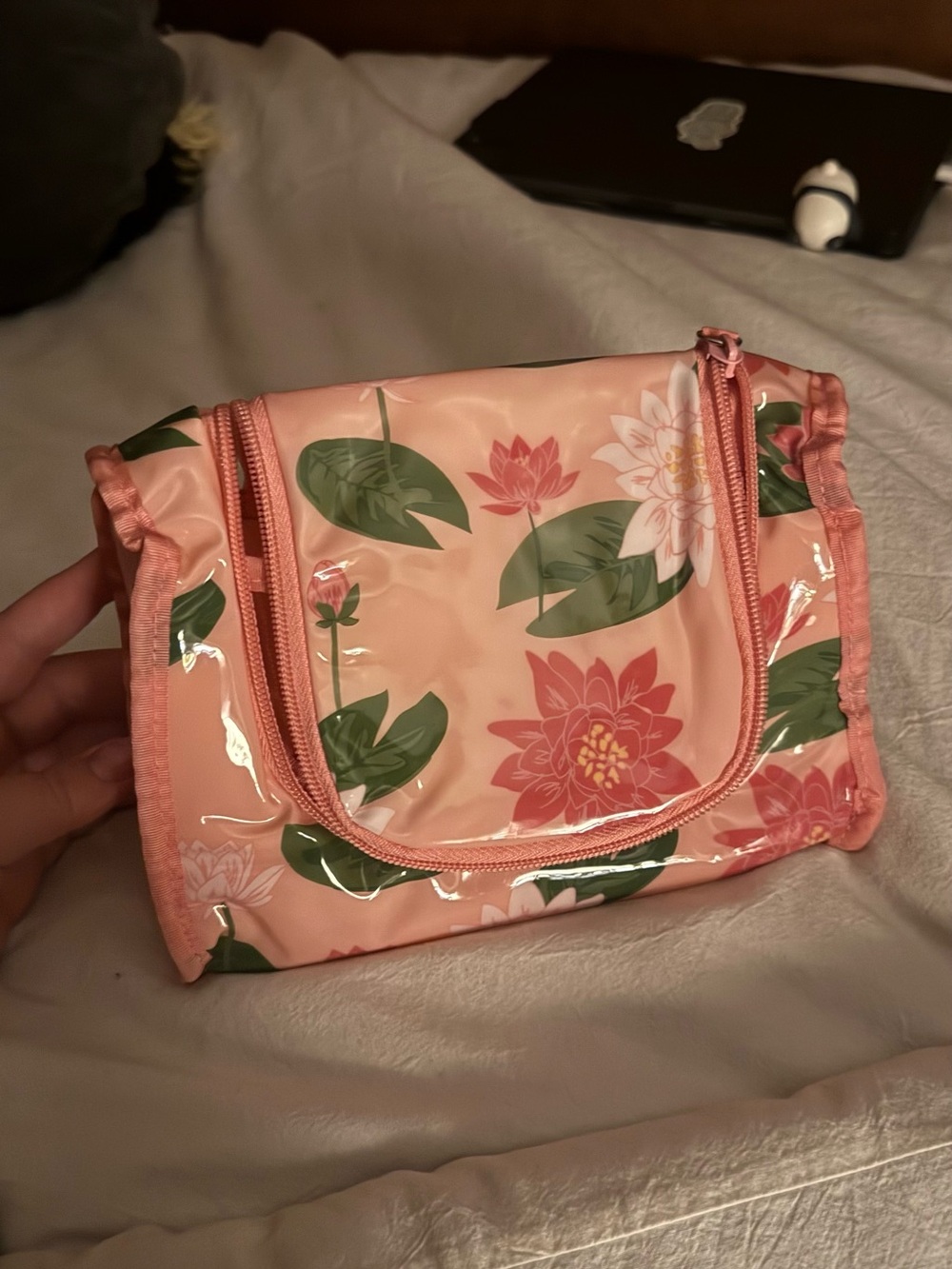 Avon Pink Floral Lotus Cosmetic Pouch/ Toiletry Bag